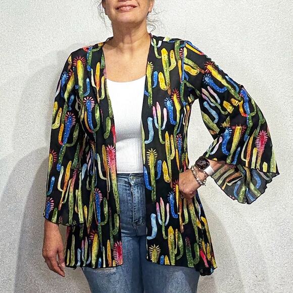 Lucky & Blessed Other - Lucky & Blessed Black Cactus Kimono Sz S